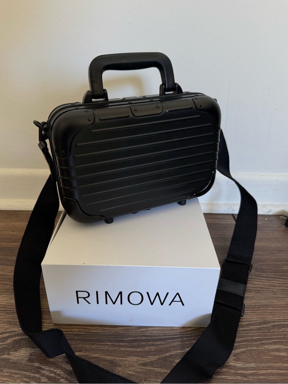 Like New RIMOWA Matte Black Hard-Shell Crossbody Bag 19